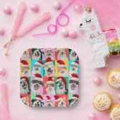 Dogs and Cats with Santa Beard ペーパープレート (パーティー)