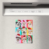 Dogs and Cats with Santa Beard マグネット (インサイチュ (食洗機))