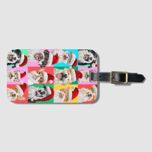 Dogs and Cats with Santa Beard ラゲッジタグ (正面横)