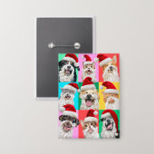 Dogs and Cats with Santa Beard 缶バッジ (正面/裏面)