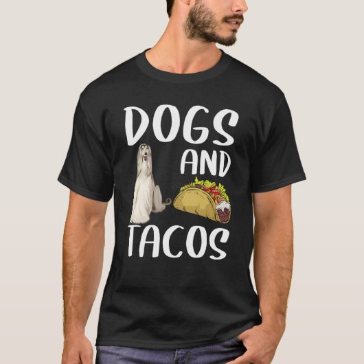 Dogs And Tacos Afghan Hound Mexican Food Tシャツ (正面)