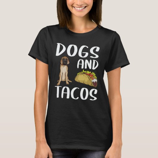 Dogs And Tacos Mastiff Mexican Food Tシャツ (正面)