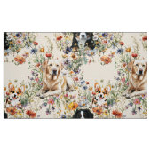 Dogs and Wildflowers Seamless Repeating Pattern ファブリック (ファットクウォーター)