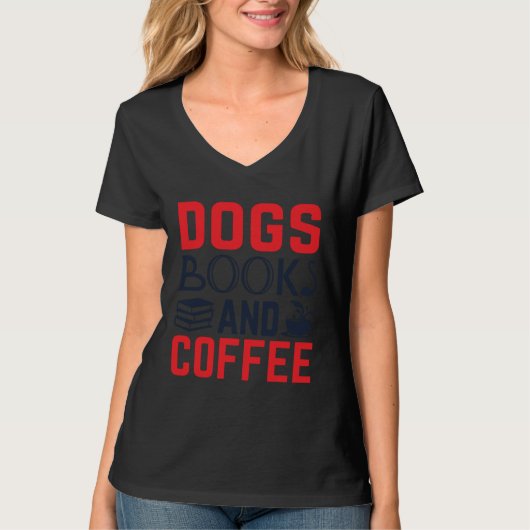 Dogs Books and Coffee  Bookworm Tシャツ (正面)