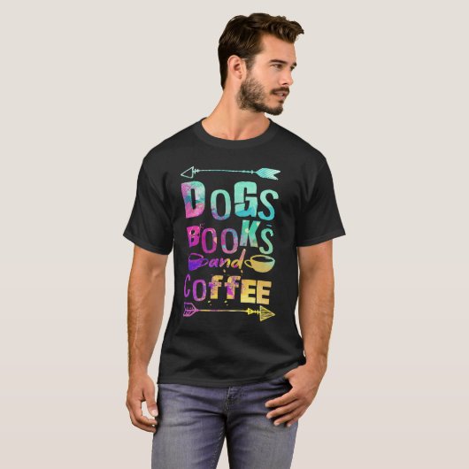 Dogs Books And Coffee  Coffee Drinker Book Nerds   Tシャツ (正面フル)