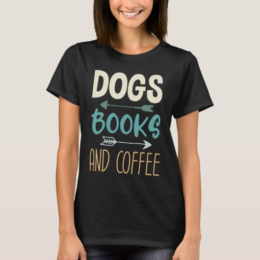 Dogs Books And Coffee Coffee Drinker Book Nerds Tシャツ (正面)