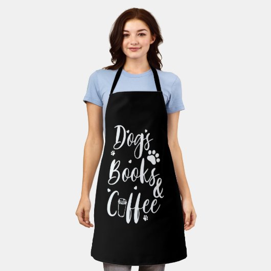 Dogs Books Coffe Dog Lover Book Worm エプロン (着用した状態)