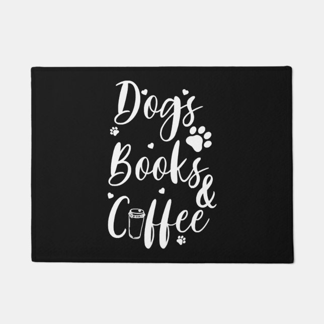 Dogs Books Coffe Dog Lover Book Worm ドアマット (正面)