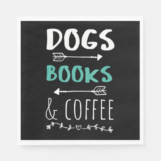 Dogs Books Coffee Weekend Animal Lover スタンダードランチョンナプキン (正面)