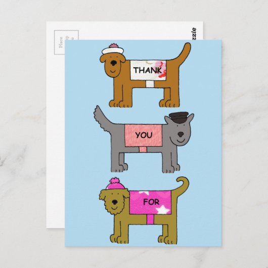 Dogs Cartoonの世話をしてくれてありがとう ポストカード (正面/裏面)