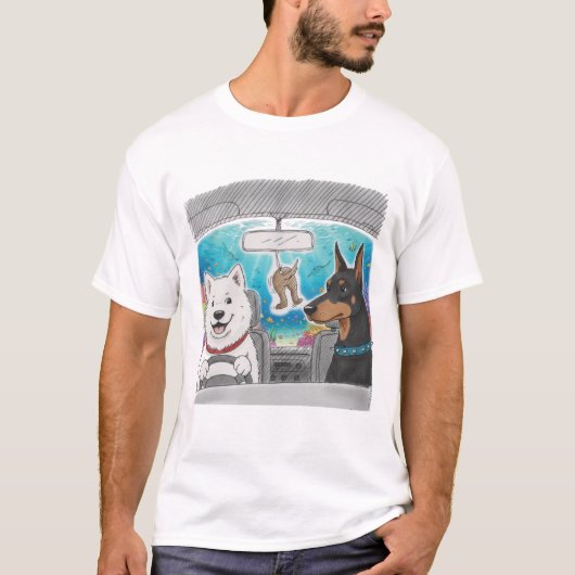 Dogs Driving Underwater - Whimsical Surreal Art Tシャツ (正面)