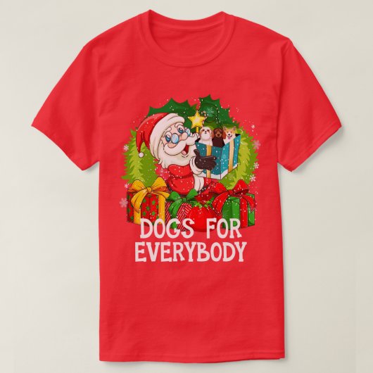Dogs For Everybodyクリスマスおもしろいクリスマスかわいい犬L Tシャツ (デザイン正面)