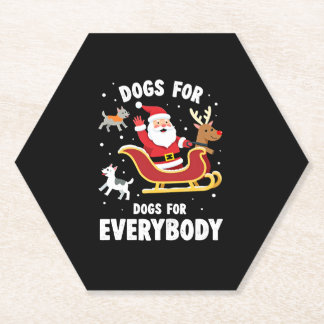 Dogs For Everybody Santa Funny Christmas Xmas (1) ペーパーコースター