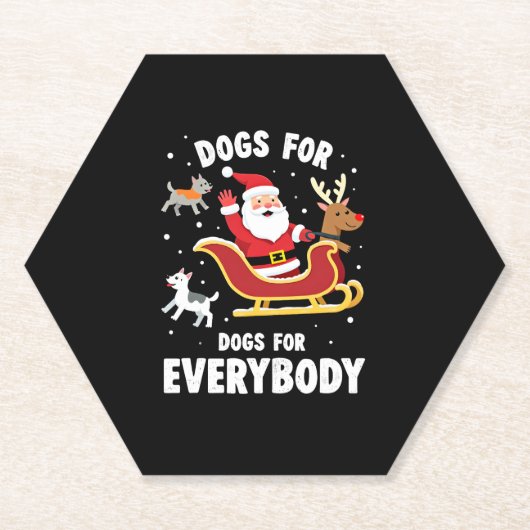 Dogs For Everybody Santa Funny Christmas Xmas (1) ペーパーコースター (正面)