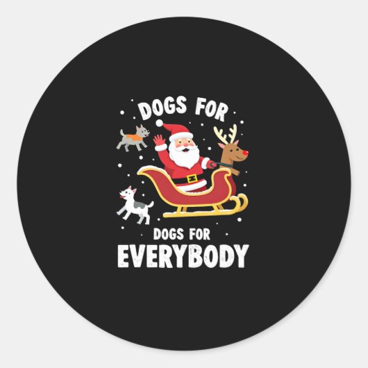 Dogs For Everybody Santa Funny Christmas Xmas (1) ラウンドシール (正面)