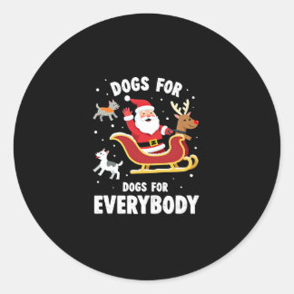 Dogs For Everybody Santa Funny Christmas Xmas (1) ラウンドシール