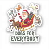 Dogs For Everybody Santa Funny Christmas Xmas (3) シール (正面)