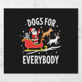 Dogs For Everybody Santa Funny Christmas Xmas (3) スパークリングワインラベル (シングルラベル)