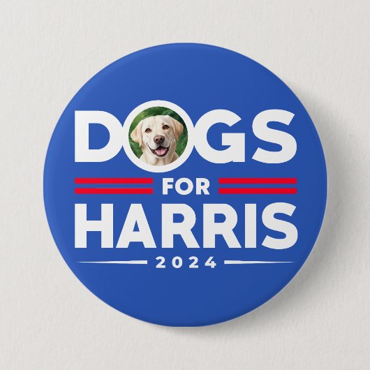 Dogs for Harris 2024カスタムパーソナライズされた犬写真 缶バッジ (正面)