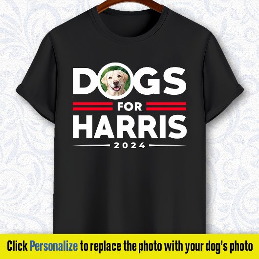 Dogs for Harris 2024パーソナライズされた dog photo Tシャツ