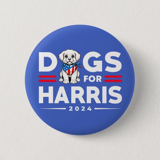 Dogs For Harris 2024 Kamala選挙愛犬家 缶バッジ (正面)