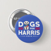 Dogs For Harris 2024 Kamala選挙愛犬家 缶バッジ (正面&裏面)