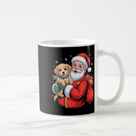 Dogs Golden Retriever Puppy Santa Christmas Funny コーヒーマグカップ (右)