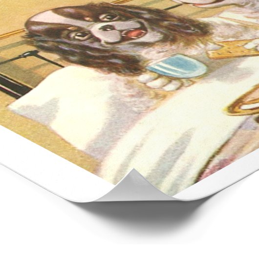 Dogs Having Breakfast in Bed ポスター (角)