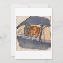 Dogs in a Car Greeting Card 招待状