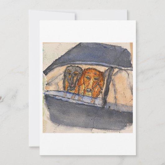 Dogs in a Car Greeting Card 招待状 (正面)