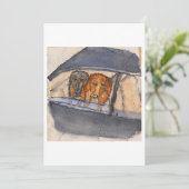 Dogs in a Car Greeting Card 招待状 (スタンド正面)