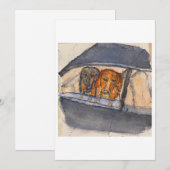 Dogs in a Car Greeting Card 招待状 (正面/裏面)