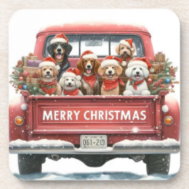 DOGS IN TRUCK Hard plastic coaster コースター
