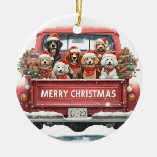 DOGS IN TRUCK Ornament セラミックオーナメント (正面)