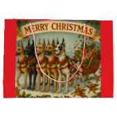 Dogs Lead The Way of Santa's Sleigh. ラージペーパーバッグ (裏面)