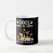 Dogs Make Me Happy Humans Make My Head Hurt Funny コーヒーマグカップ (左)