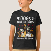 Dogs Make Me Happy Humans Make My Head Hurt Funny  Tシャツ (正面)