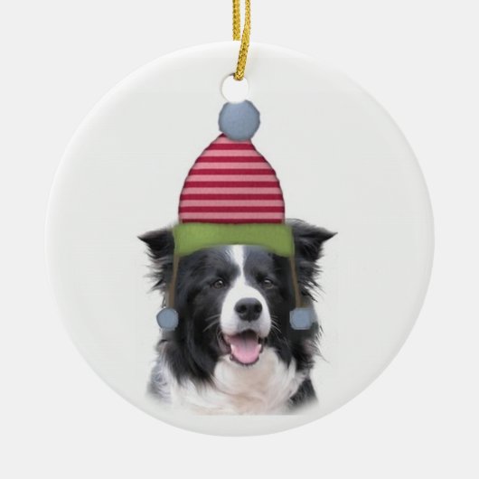 Dogs~Original Ditzy Ornament~Borderのコリー セラミックオーナメント (正面)