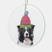 Dogs~Original Ditzy Ornament~Borderのコリー セラミックオーナメント (左)