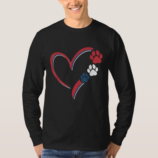 Dogs Paw American Flag Love Heart Dog Patriotic 4t Tシャツ (正面)