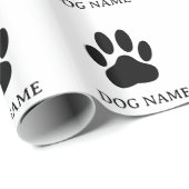 Dog's Pawprint Black and White Version Editable ラッピングペーパー (ロールコーナー)