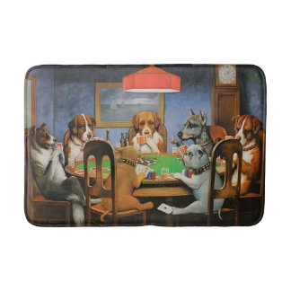 Dogs Playing Poker by Cassius Marcellus Coolidge's バスマット
