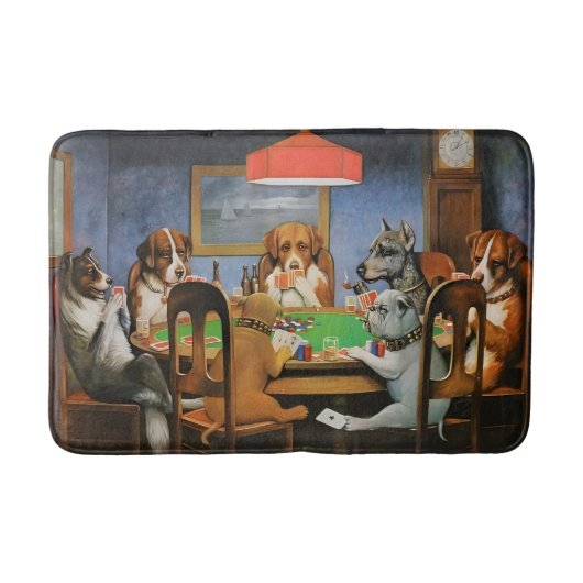 Dogs Playing Poker by Cassius Marcellus Coolidge's バスマット (正面)