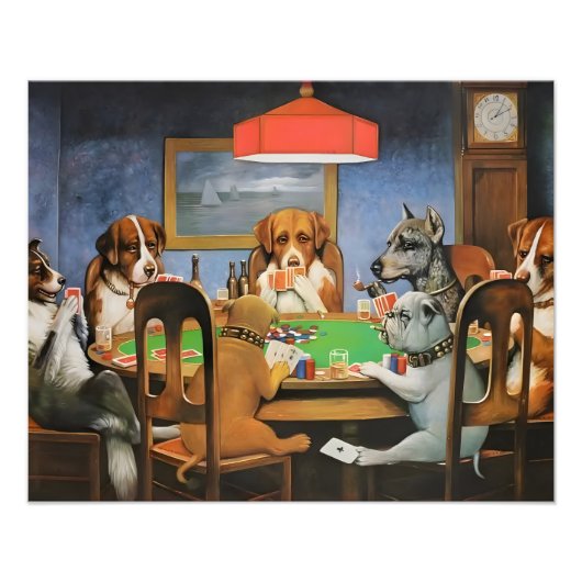 Dogs Playing Poker by Cassius Marcellus Coolidge's フォトプリント (正面)
