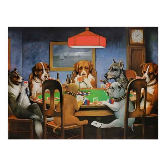 Dogs Playing Poker by Cassius Marcellus Coolidge's ポスター (正面)