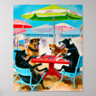 dogs playing poker in Fort Lauderda ポスター