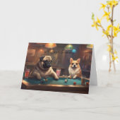 Dogs playing pool Happy Birthday from the team カード (黄色い花)