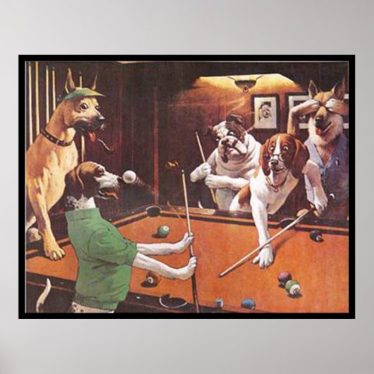 Dogs Playing Pool - The Scratching Beagle ポスター (正面)