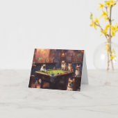 Dogs playing pool they scratch a lot birthday カード (黄色い花)