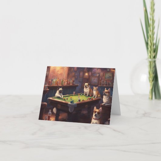 Dogs playing pool they scratch a lot birthday カード (正面)